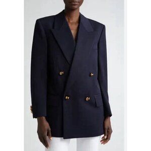 Austin Reed USA Womens Blazer Sz 2 Navy Wool Jacket Preppy Golf Party Career